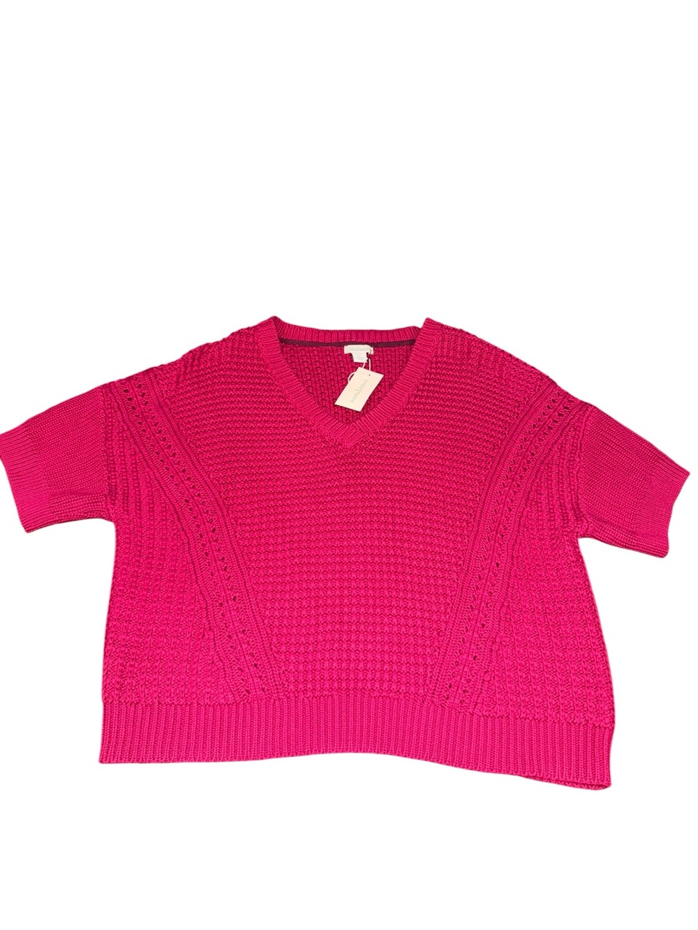 Sundance My Everyday Sweater Sangria Pink Cotton Knit Short Sleeve Large NWT - Picture 6 of 11